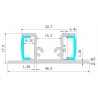 Profile Alu Mural 2 cotes Larg MAX 12 mm